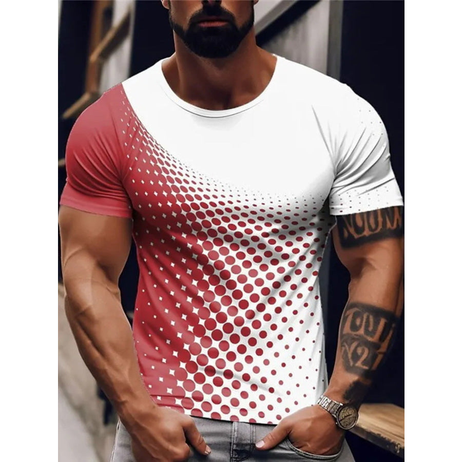Men’s Full Size Gradient Dot Print T-Shirt Plus Size Coral / XS Apparel and Accessories