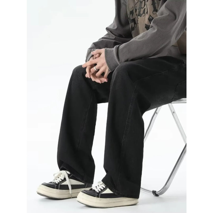 Men’s Full Size Gradient Wash Loose Fit Jeans Plus Size Apparel and Accessories