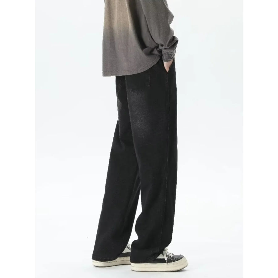Men’s Full Size Gradient Wash Loose Fit Jeans Plus Size Apparel and Accessories