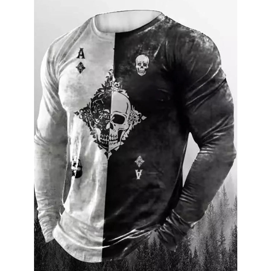 Men’s Full Size Graphic Long Sleeve T-Shirt Plus Size Black / S Apparel and Accessories