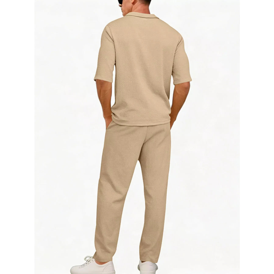 Men’s Full Size Half Sleeve Top and Pants Set Plus Size Apparel and Accessories