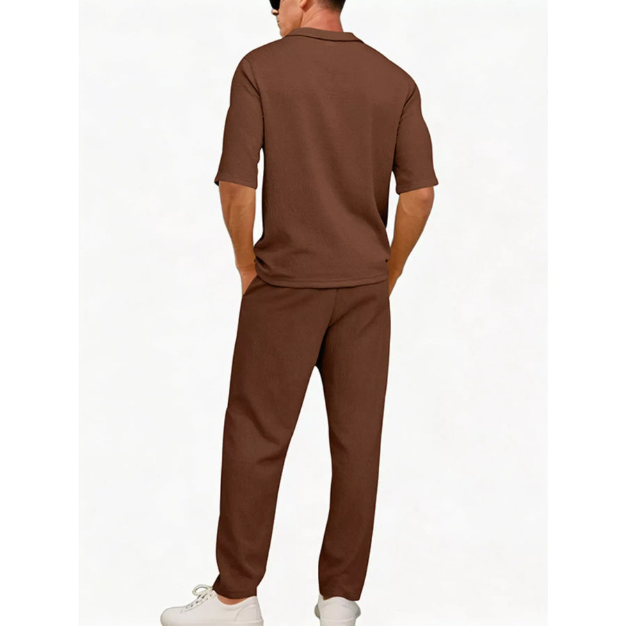 Men’s Full Size Half Sleeve Top and Pants Set Plus Size Apparel and Accessories
