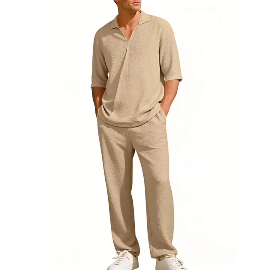 Men’s Full Size Half Sleeve Top and Pants Set Plus Size Apparel and Accessories