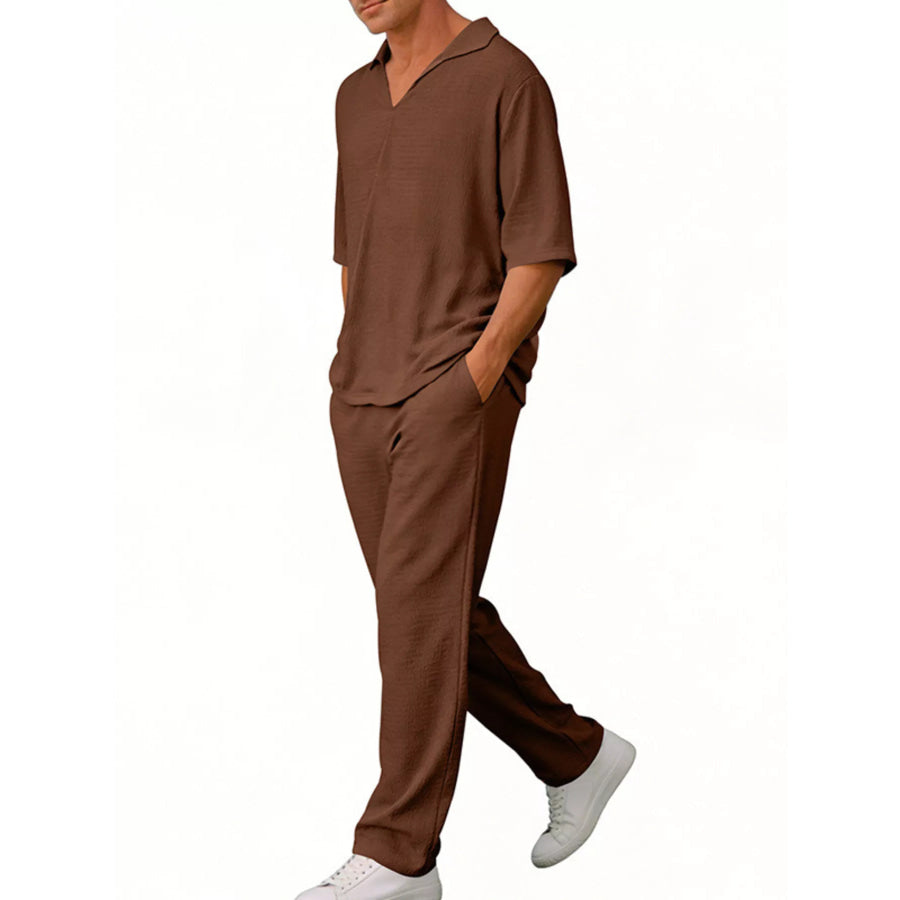 Men’s Full Size Half Sleeve Top and Pants Set Plus Size Apparel and Accessories