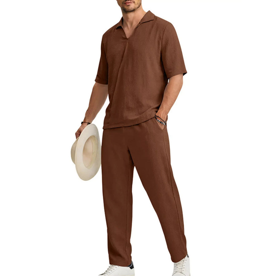Men’s Full Size Half Sleeve Top and Pants Set Plus Size Apparel and Accessories
