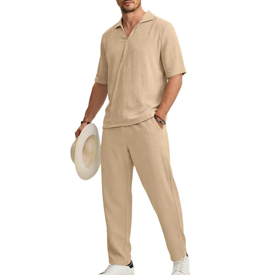 Men’s Full Size Half Sleeve Top and Pants Set Plus Size Apparel and Accessories