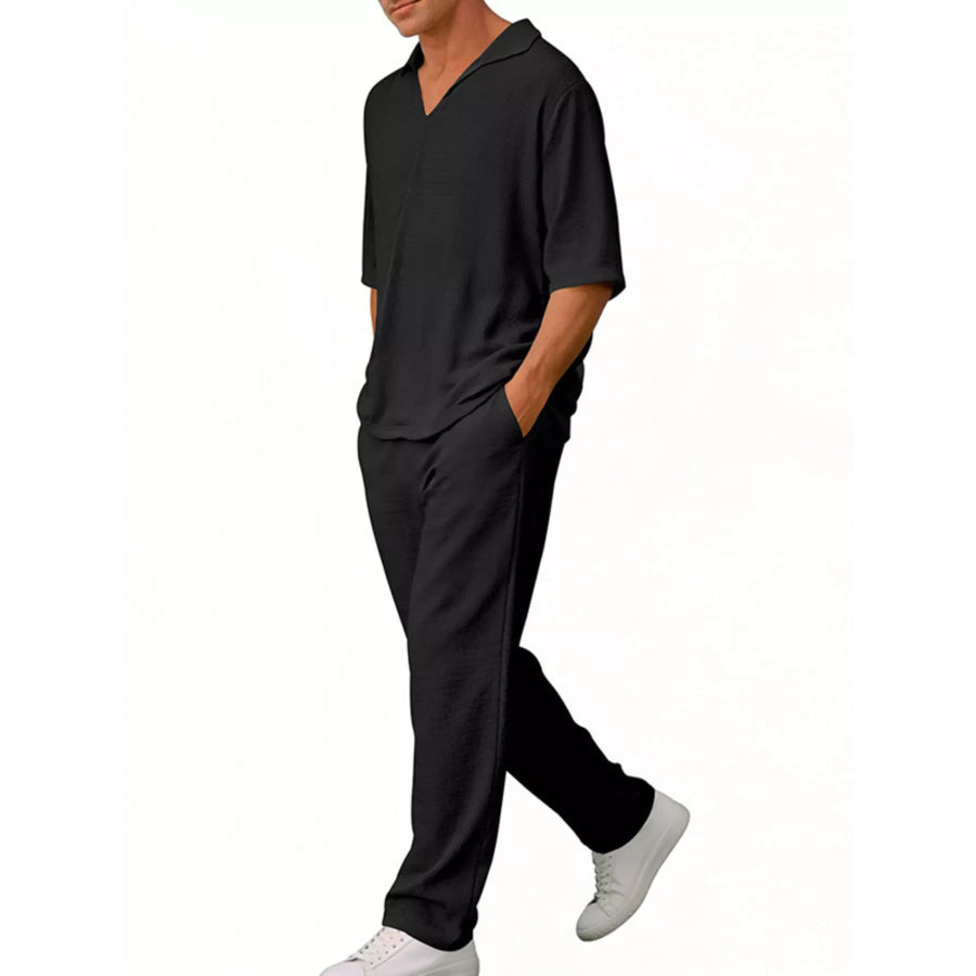 Men’s Full Size Half Sleeve Top and Pants Set Plus Size Apparel and Accessories