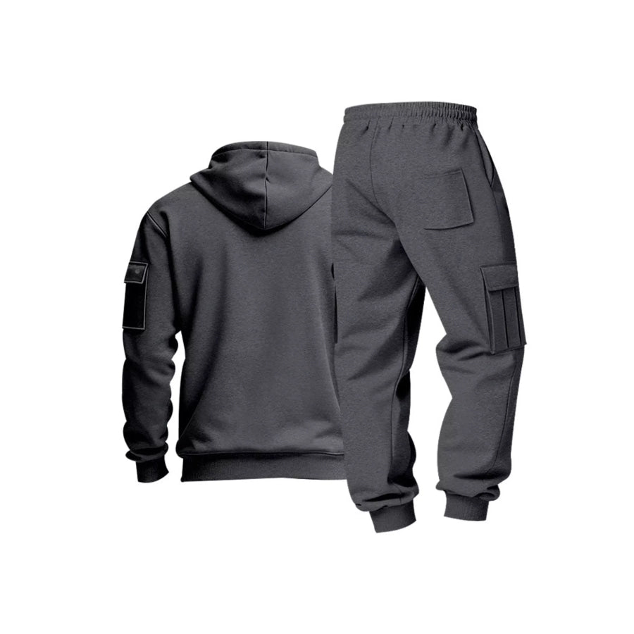 Men’s Full Size Half Zip Hoodie and Cargo Pants Set Plus Size Apparel and Accessories