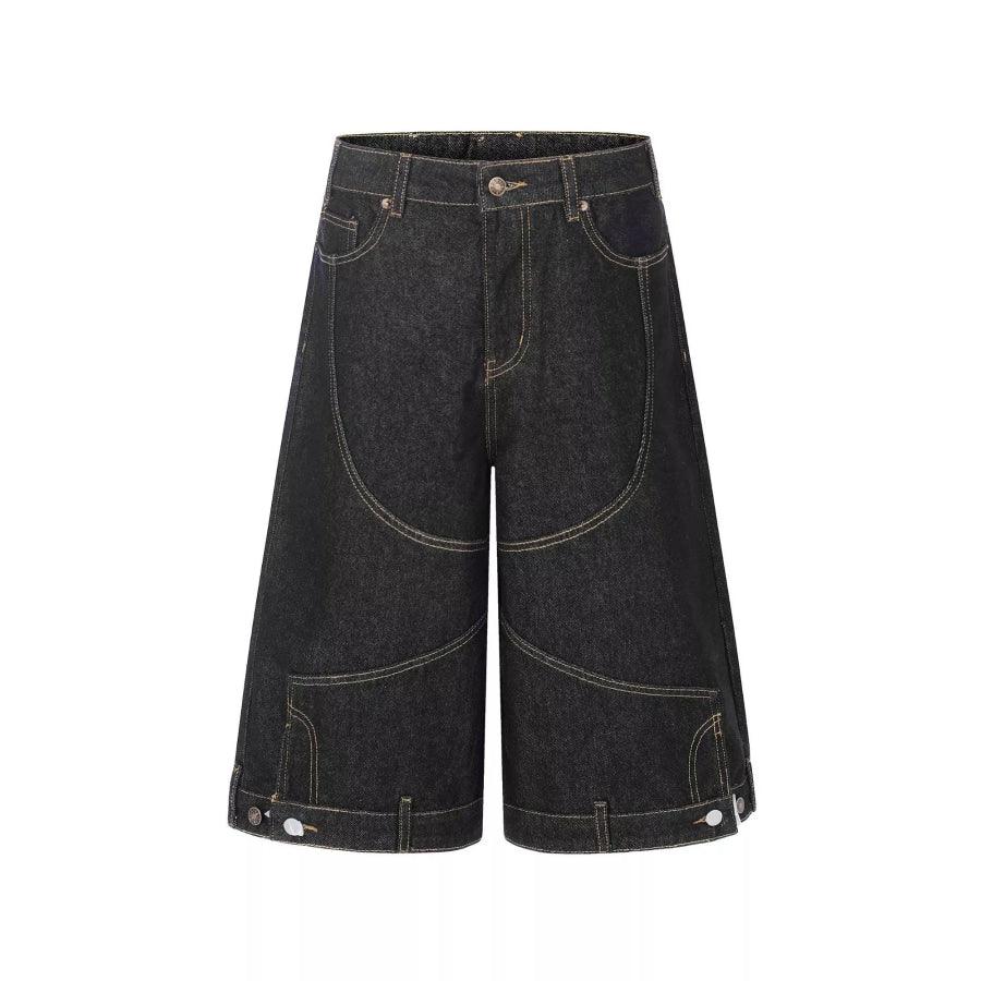Men’s Full Size High-Waisted Wide-Leg Denim Capris Plus Size Black / S Apparel and Accessories