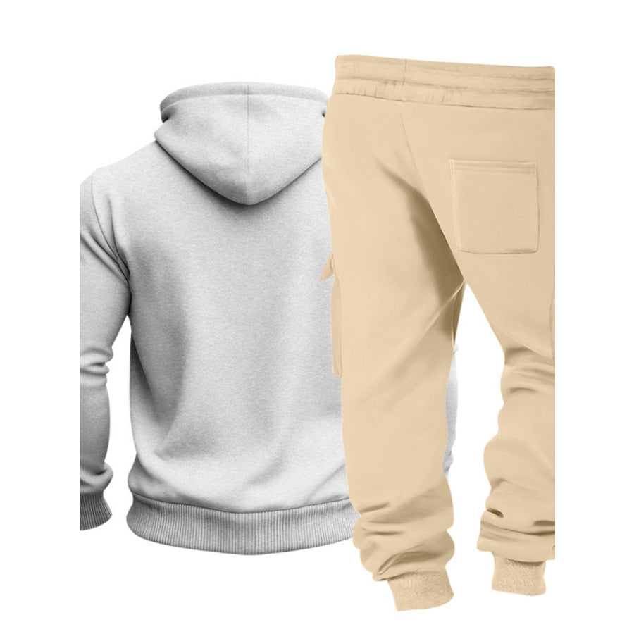Men’s Full Size Kangaroo Pocket Hoodie and Sweatpants Two-Piece Set Plus Apparel Accessories