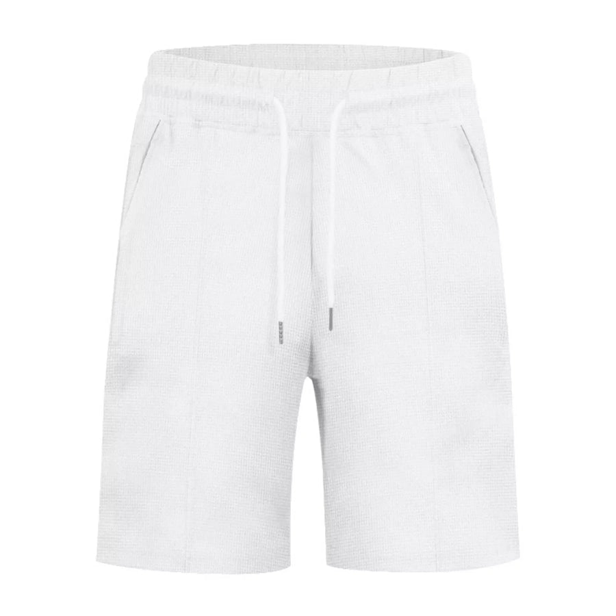Men’s Full Size Lace-Up Collar Casual Top and Shorts Set Plus Size Apparel and Accessories