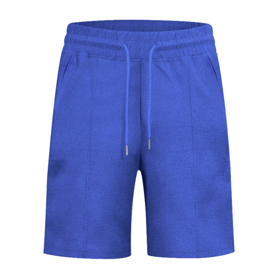 Men’s Full Size Lace-Up Collar Casual Top and Shorts Set Plus Size Apparel and Accessories