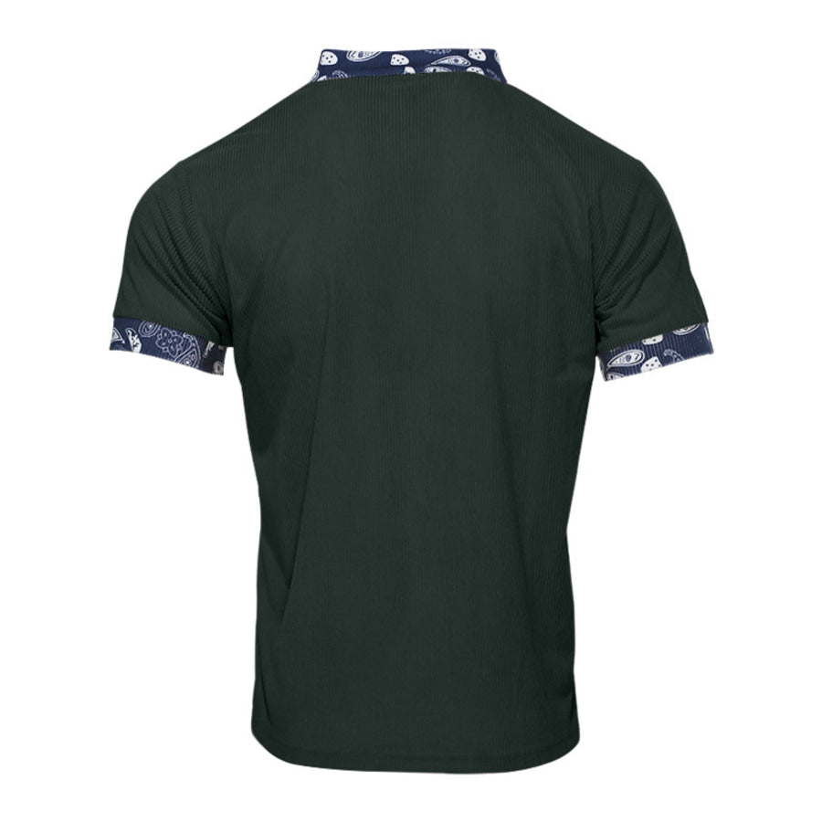 Men’s Full Size Lace-Up Collar T-Shirt Plus Size Apparel and Accessories