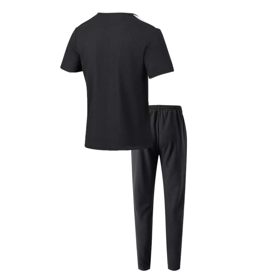 Men’s Full Size Lace-Up Front Top and Pants Casual Set Plus Size Apparel and Accessories