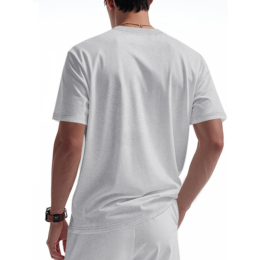 Men’s Full Size Lace-Up Neck T-Shirt Plus Size Apparel and Accessories