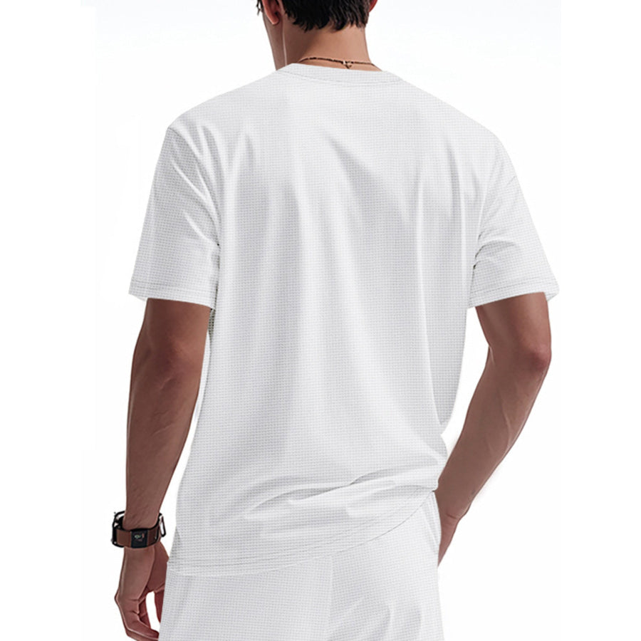 Men’s Full Size Lace-Up Neck T-Shirt Plus Size Apparel and Accessories