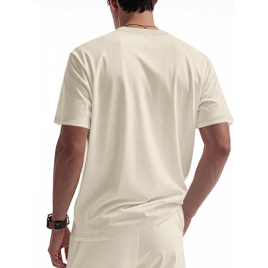 Men’s Full Size Lace-Up Neck T-Shirt Plus Size Apparel and Accessories