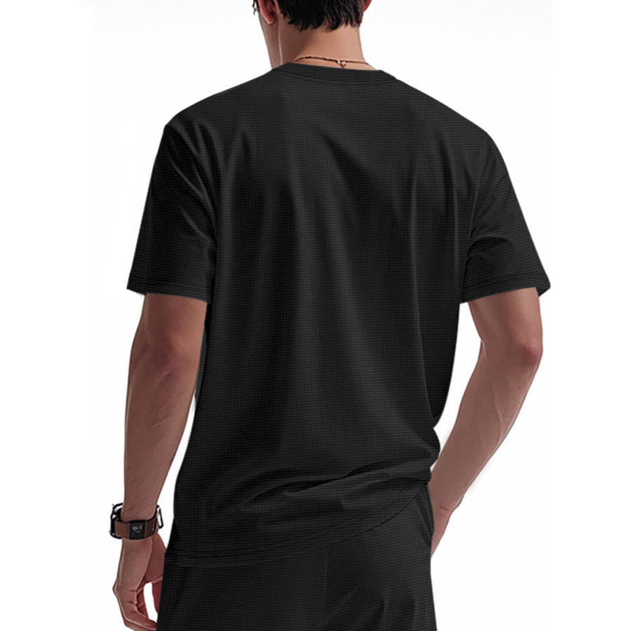 Men’s Full Size Lace-Up Neck T-Shirt Plus Size Apparel and Accessories
