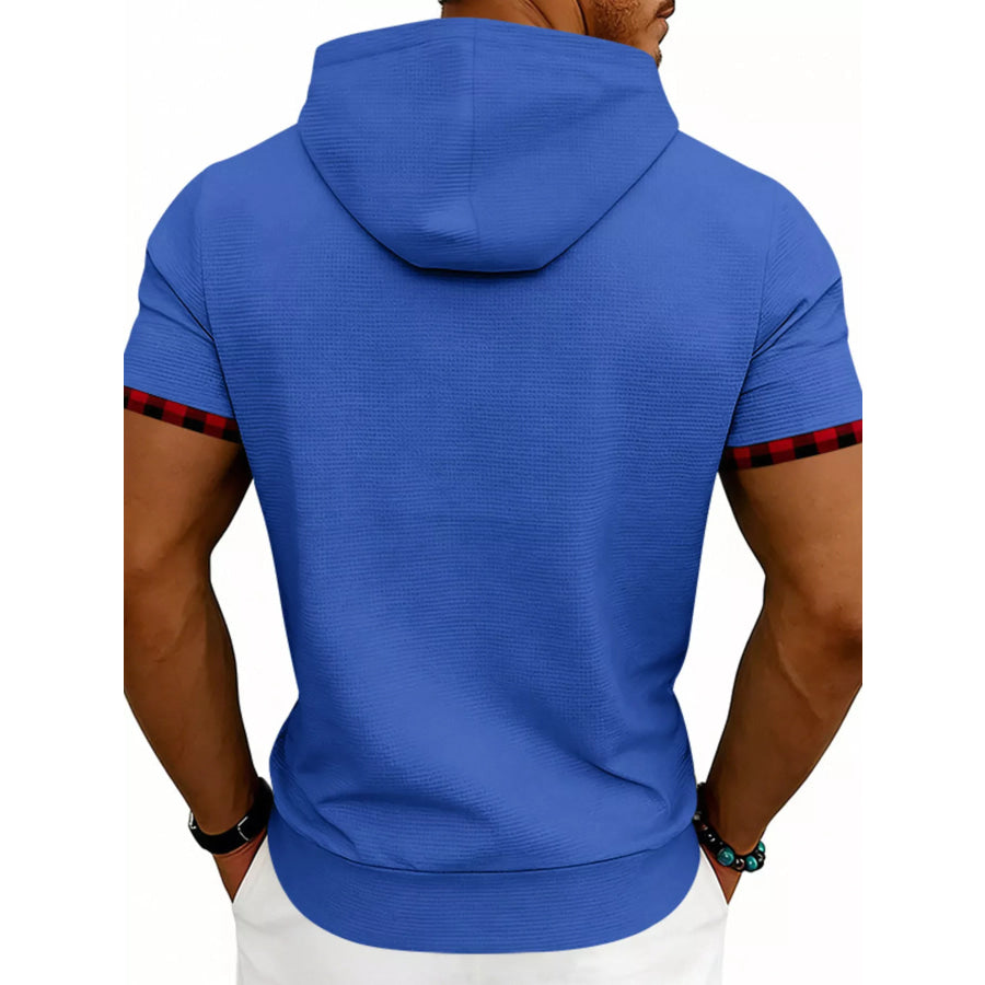 Men’s Full Size Letter Graphic Short Sleeve Hooded Top Plus Size Apparel and Accessories