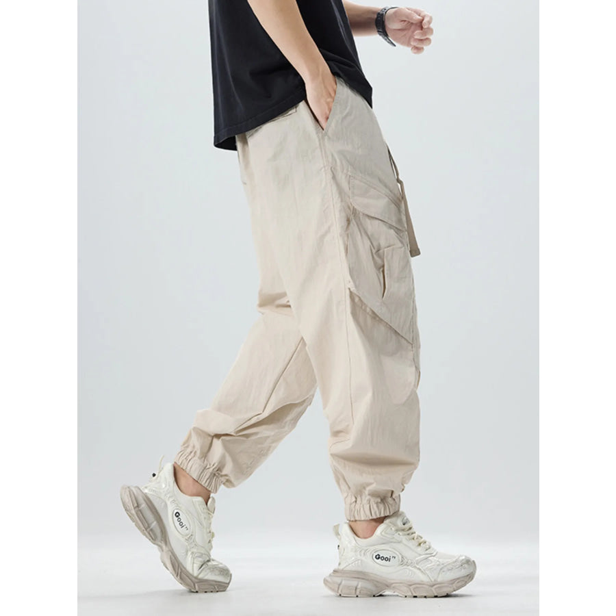 Men’s Full Size Lightweight Cargo Pants with Adjustable Belt Plus Size Apparel and Accessories