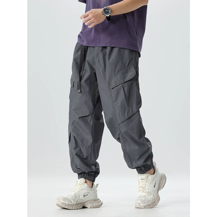 Men’s Full Size Lightweight Cargo Pants with Adjustable Belt Plus Size Apparel and Accessories