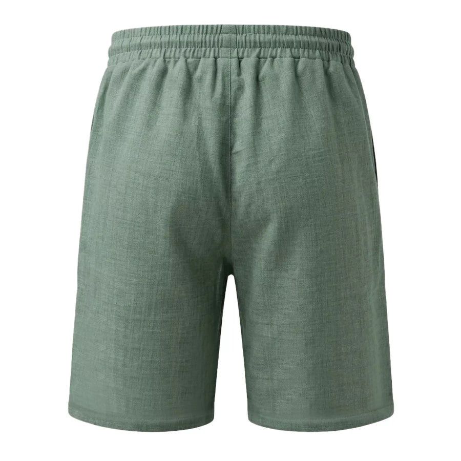 Men’s Full Size Linen Blend Drawstring Shorts Plus Size Apparel and Accessories