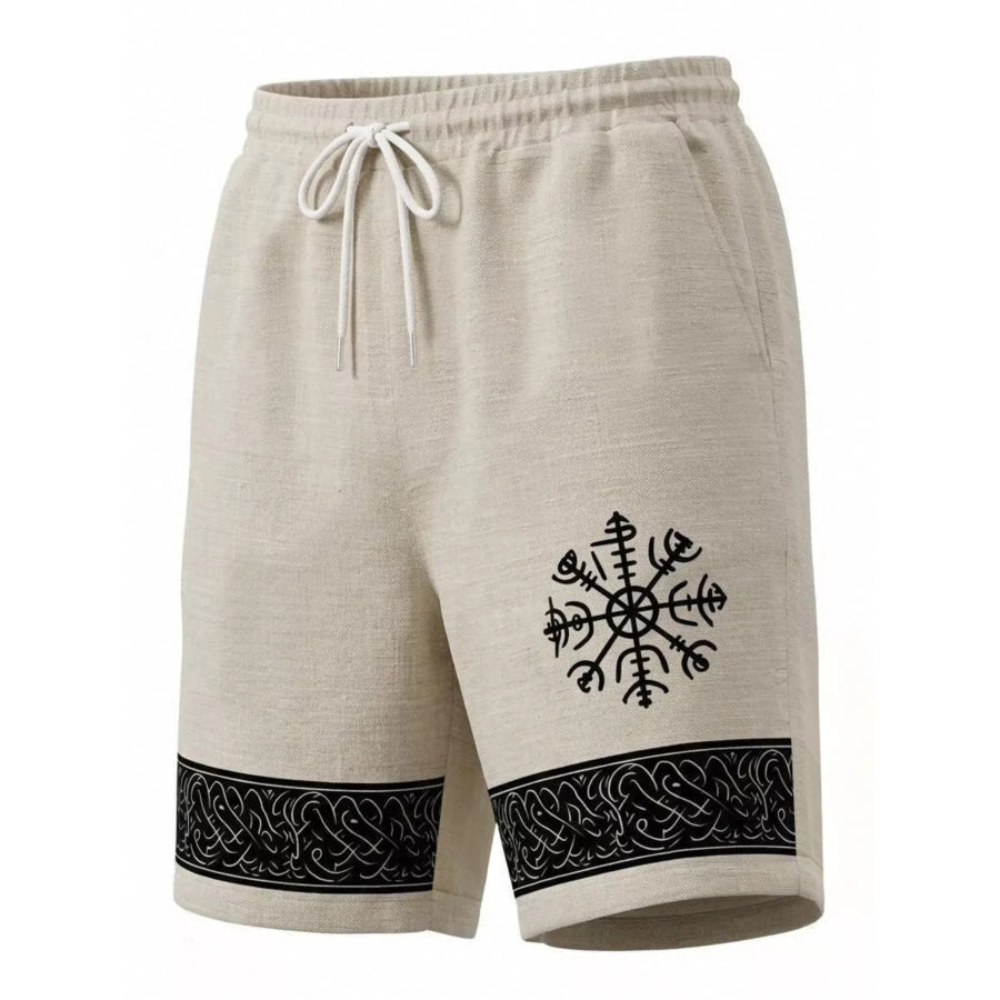 Men’s Full Size Linen Blend Drawstring Shorts Plus Size Khaki / S Apparel and Accessories