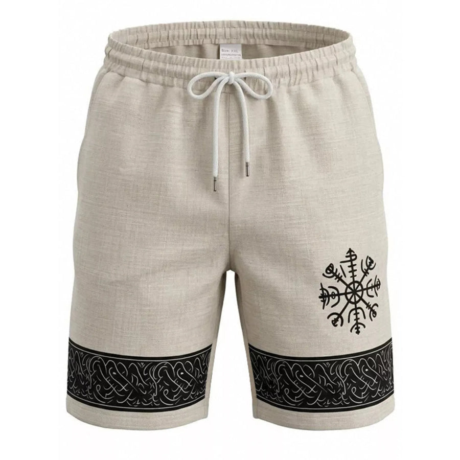Men’s Full Size Linen Blend Drawstring Shorts Plus Size Khaki / S Apparel and Accessories
