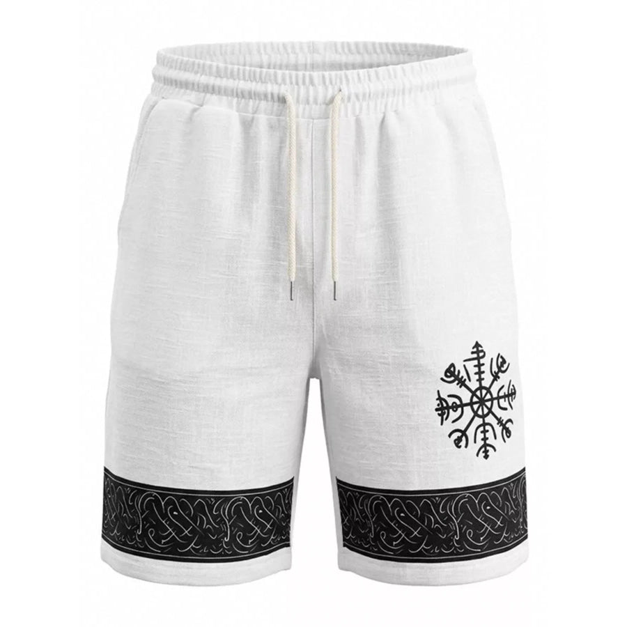 Men’s Full Size Linen Blend Drawstring Shorts Plus Size White / S Apparel and Accessories