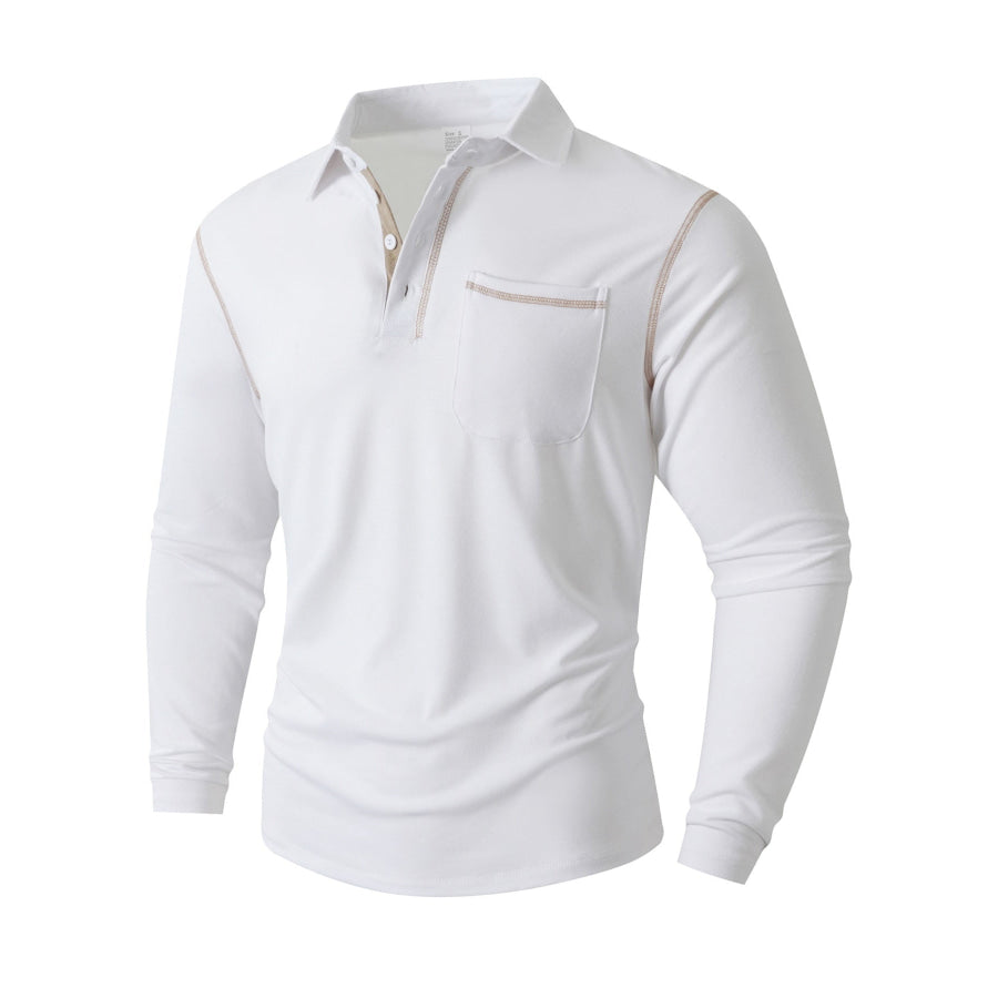 Men’s Full Size Long Sleeve Casual Polo Plus Size Apparel and Accessories