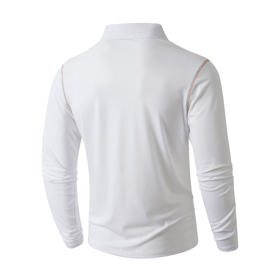 Men’s Full Size Long Sleeve Casual Polo Plus Size Apparel and Accessories