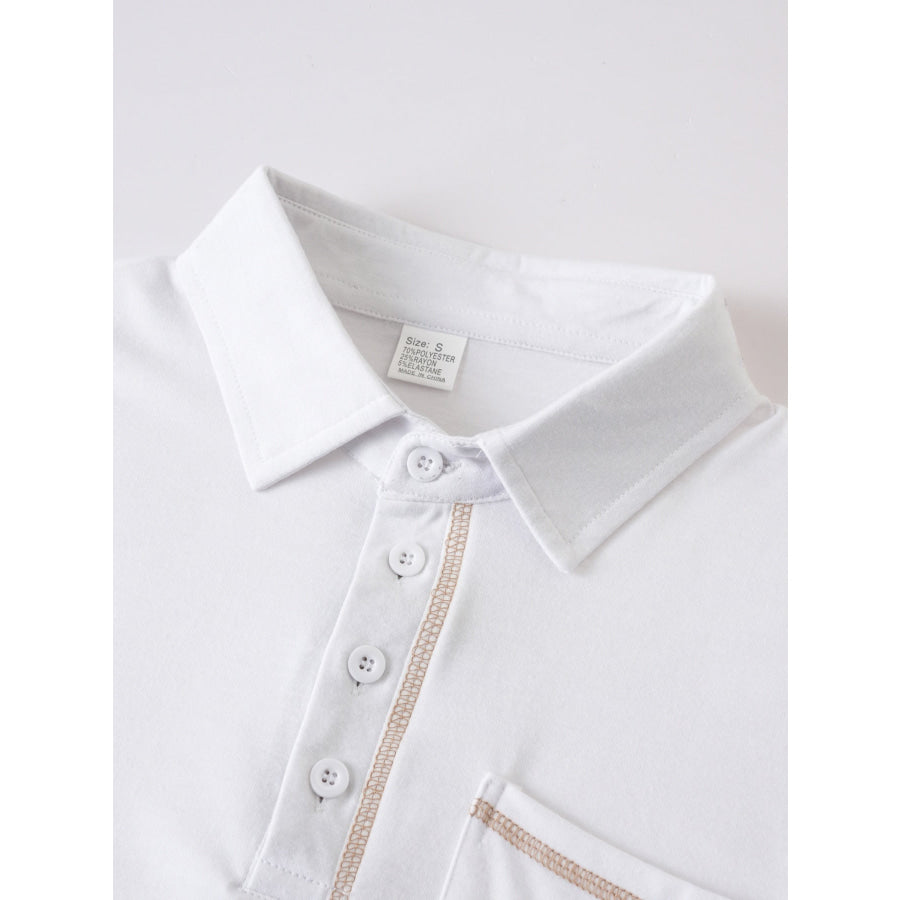 Men’s Full Size Long Sleeve Casual Polo Plus Size Apparel and Accessories