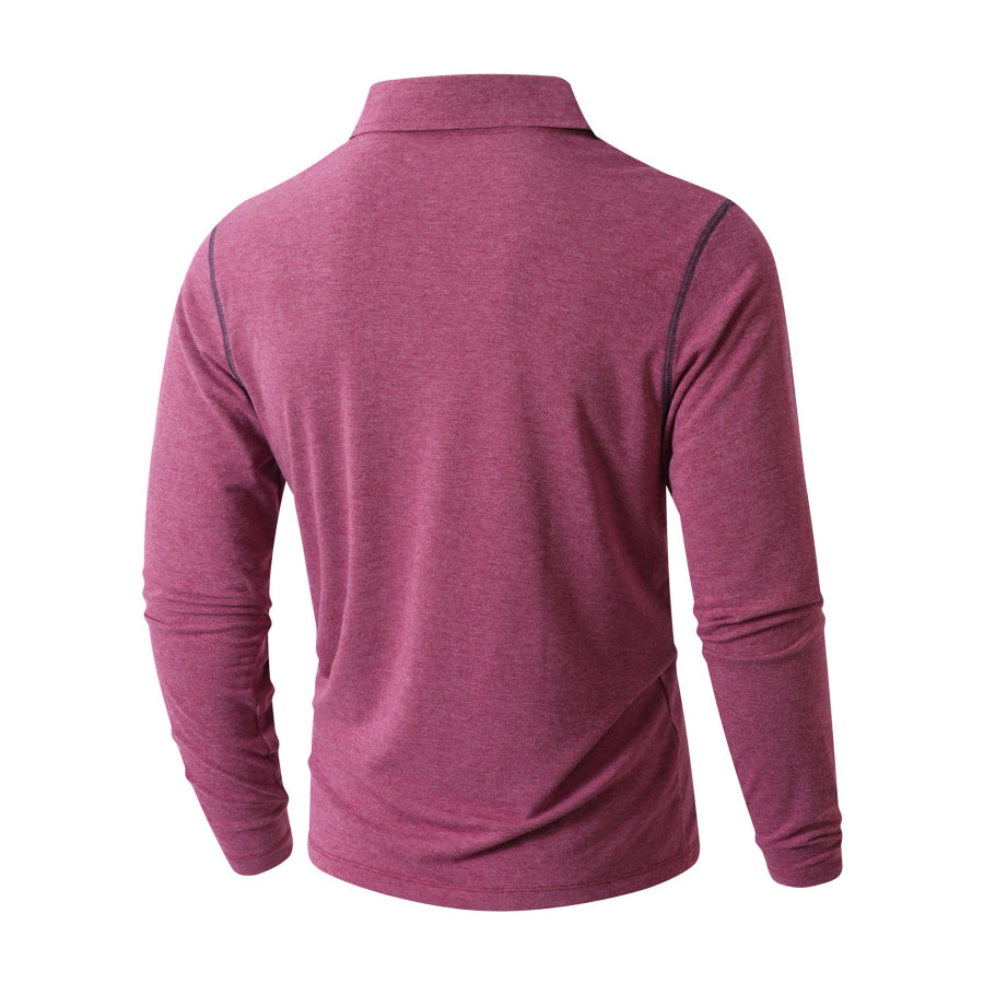 Men’s Full Size Long Sleeve Casual Polo Plus Size Apparel and Accessories