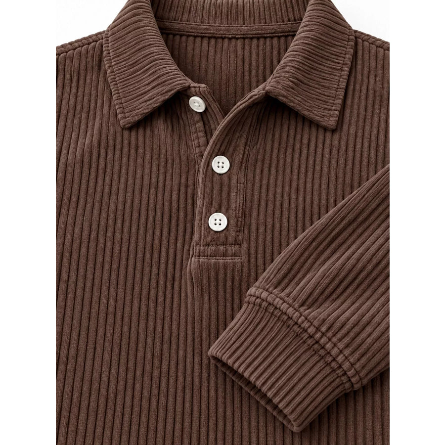Men’s Full Size Long Sleeve Corduroy Polo Plus Apparel and Accessories