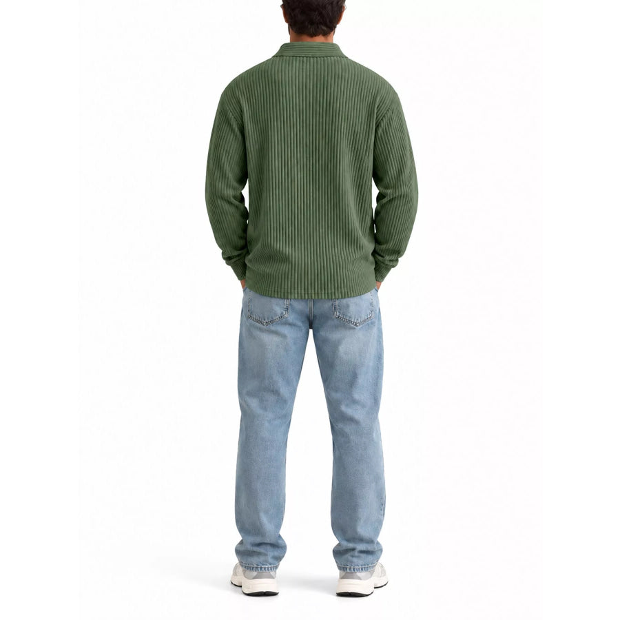 Men’s Full Size Long Sleeve Corduroy Polo Plus Apparel and Accessories