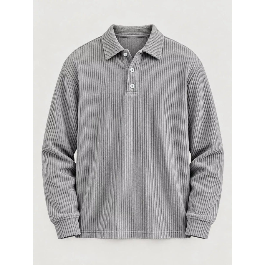 Men’s Full Size Long Sleeve Corduroy Polo Plus Apparel and Accessories