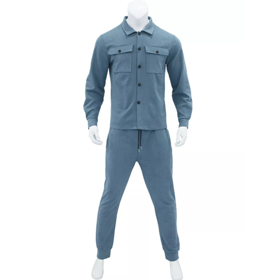 Men’s Full Size Long-Sleeve Shirt and Joggers Set Plus Size Apparel and Accessories