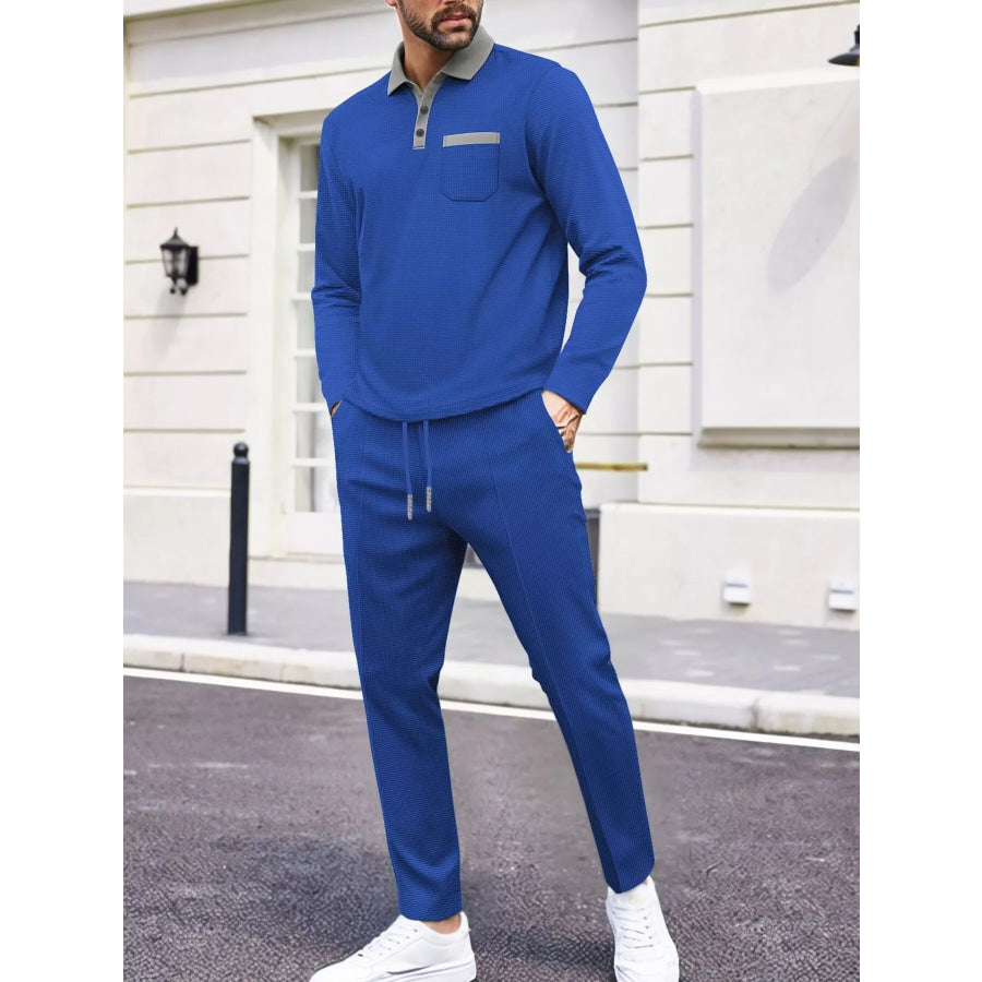 Men’s Full Size Long Sleeve Top and Pants Set Plus Size Apparel and Accessories