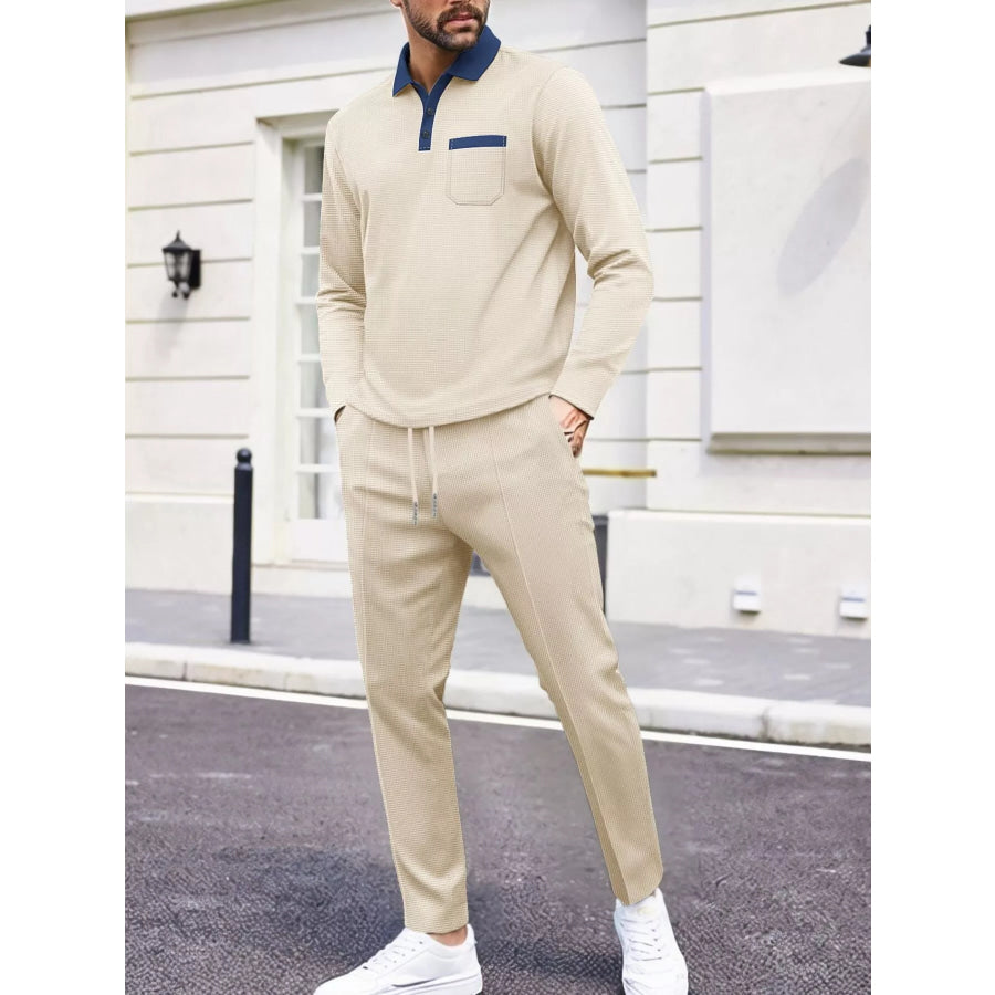 Men’s Full Size Long Sleeve Top and Pants Set Plus Size Apparel and Accessories