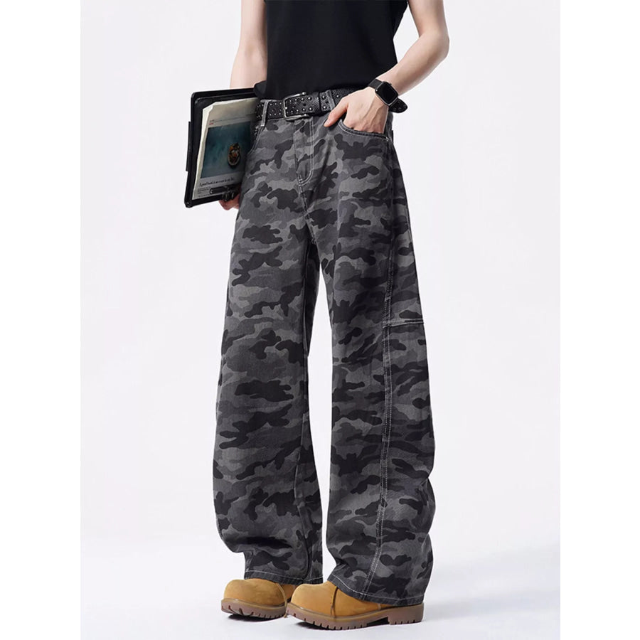 Men’s Full Size Loose Fit Camouflage Cargo Pants Plus Size Apparel and Accessories