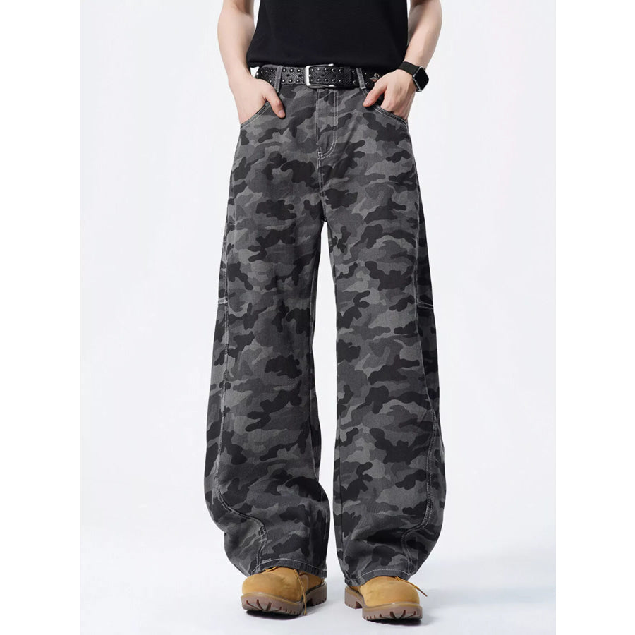 Men’s Full Size Loose Fit Camouflage Cargo Pants Plus Size Apparel and Accessories