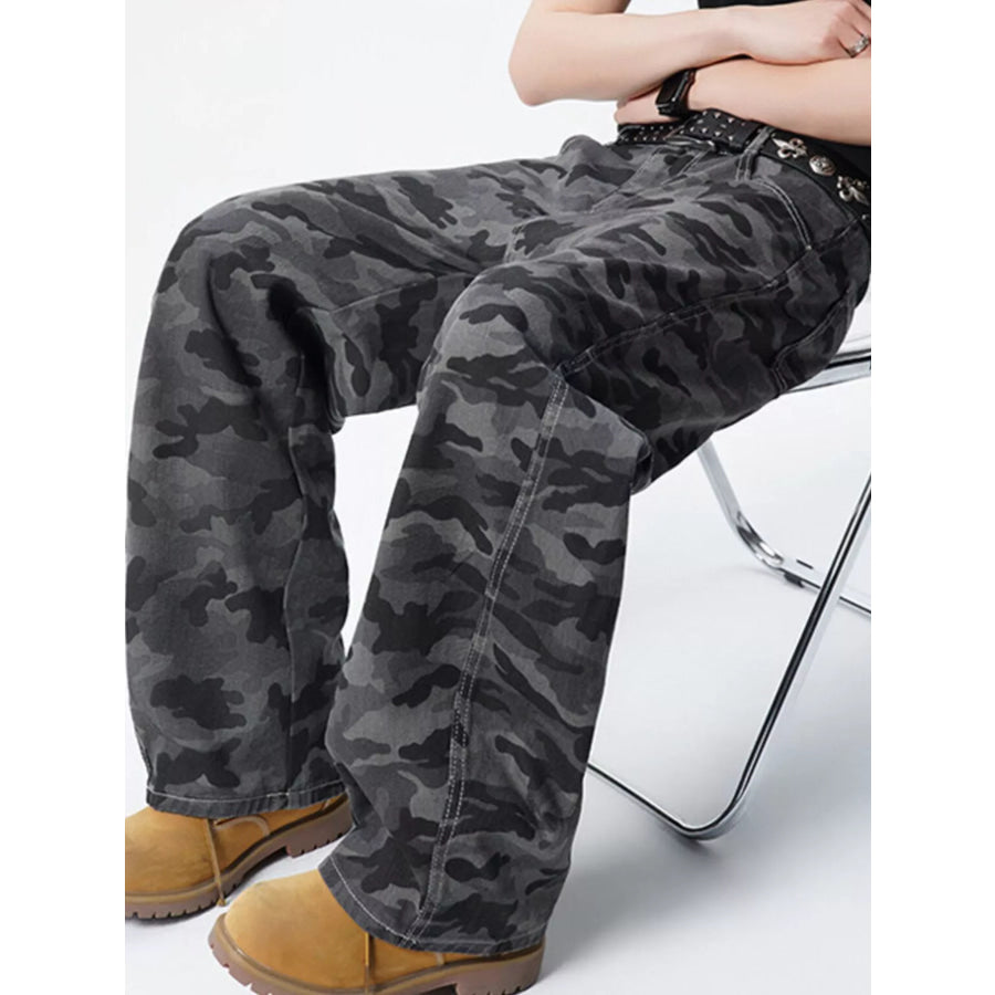 Men’s Full Size Loose Fit Camouflage Cargo Pants Plus Size Apparel and Accessories