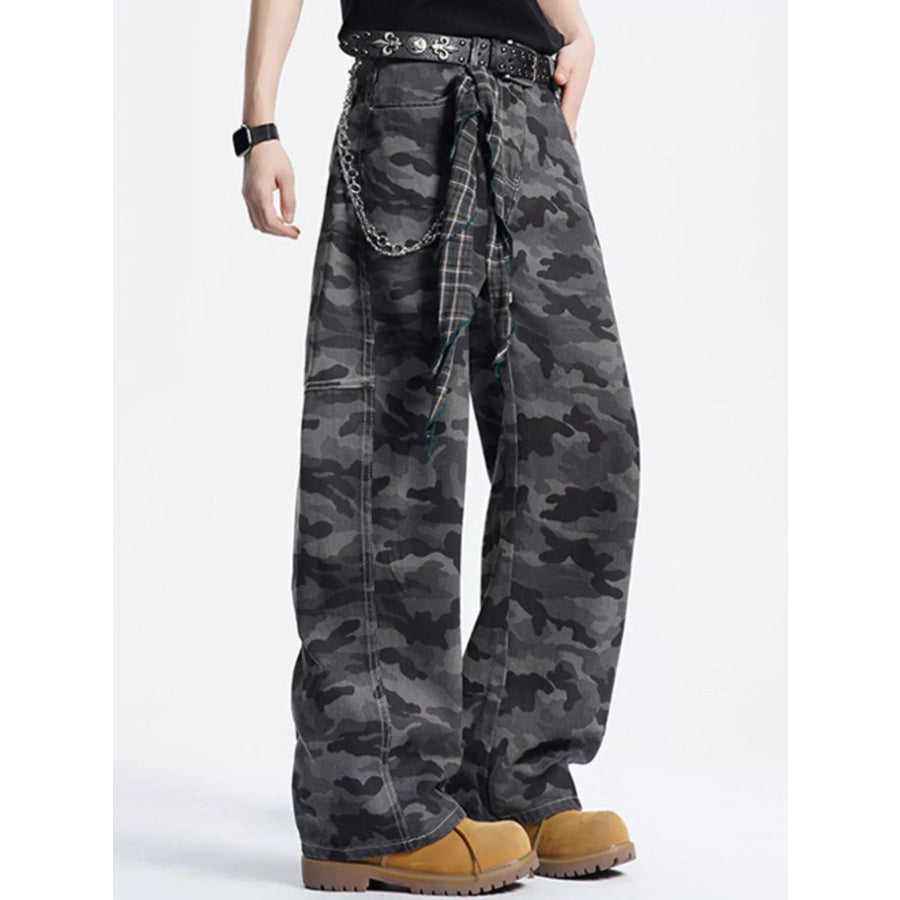 Men’s Full Size Loose Fit Camouflage Cargo Pants Plus Size Apparel and Accessories