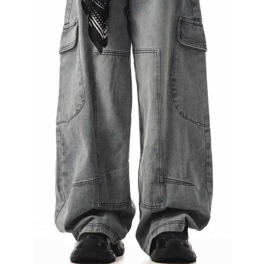 Men’s Full Size Loose Fit Cargo Jeans Plus Size Apparel and Accessories