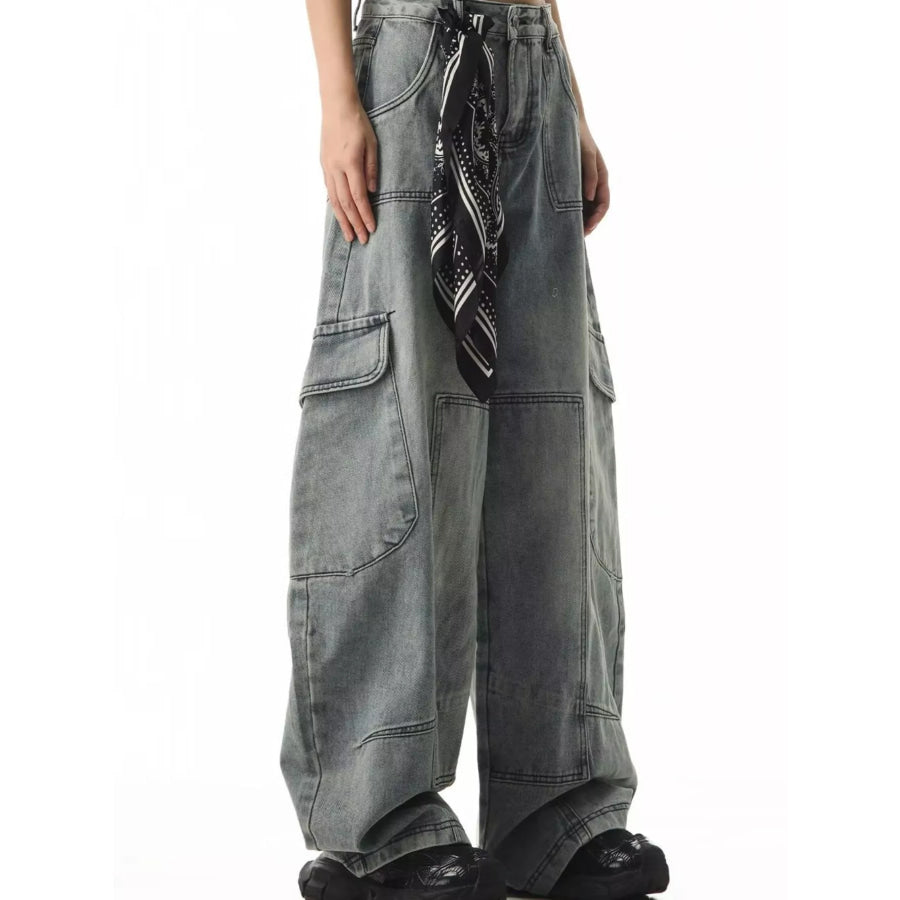 Men’s Full Size Loose Fit Cargo Jeans Plus Size Apparel and Accessories