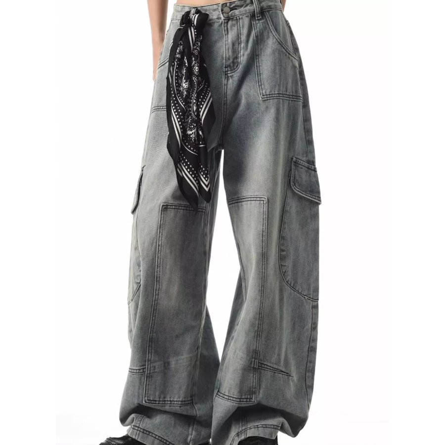 Men’s Full Size Loose Fit Cargo Jeans Plus Size Blue / S Apparel and Accessories