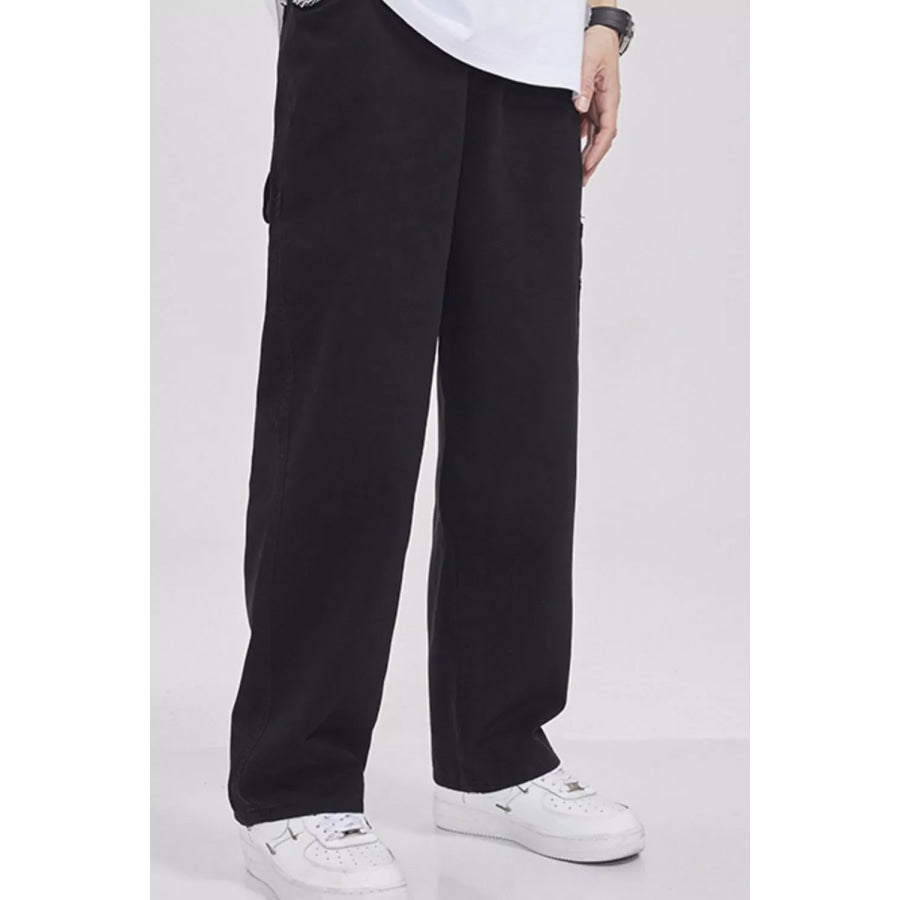 Men’s Full Size Loose Fit Cargo Pants Plus Size Black / S Apparel and Accessories