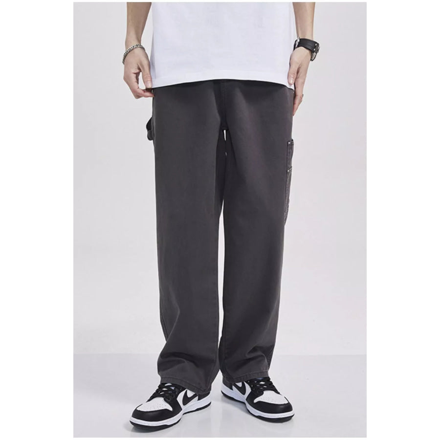 Men’s Full Size Loose Fit Cargo Pants Plus Size Dark Gray / S Apparel and Accessories