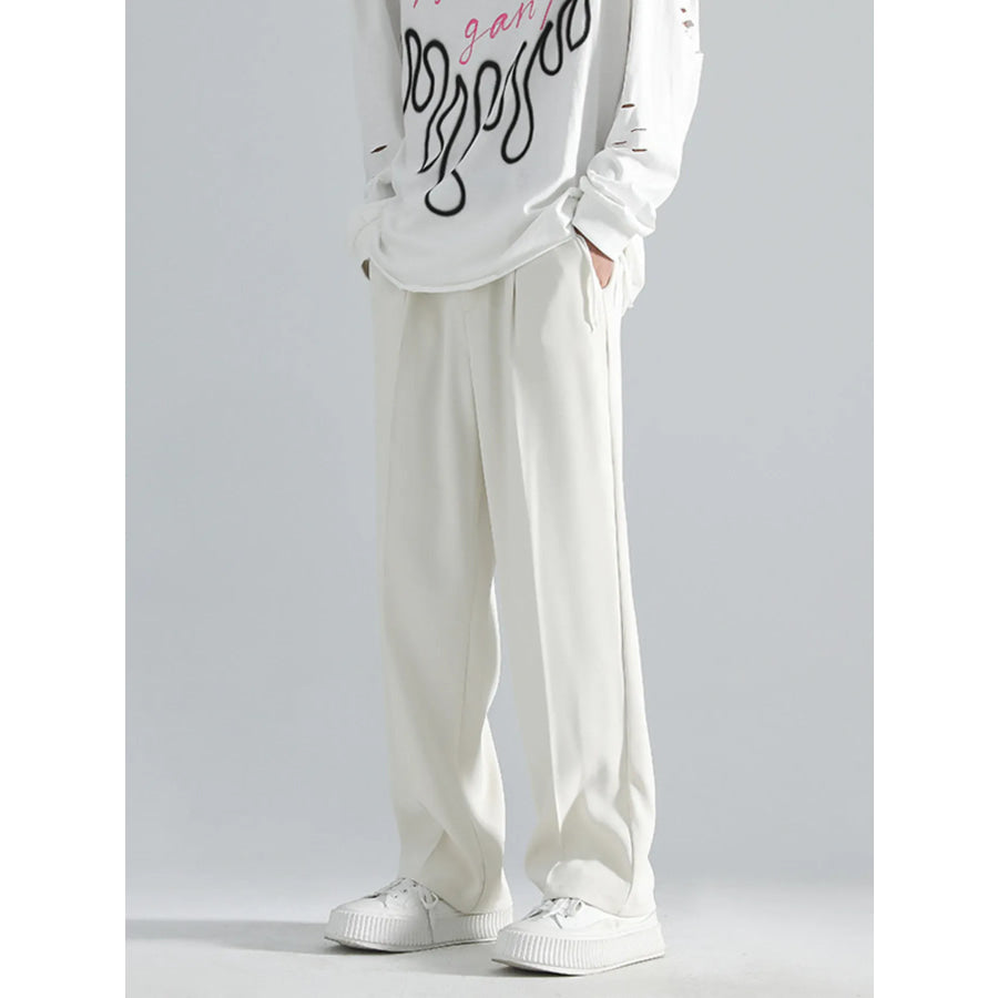 Men’s Full Size Loose Fit Casual Pants Plus Size Creamy-white / S Apparel and Accessories
