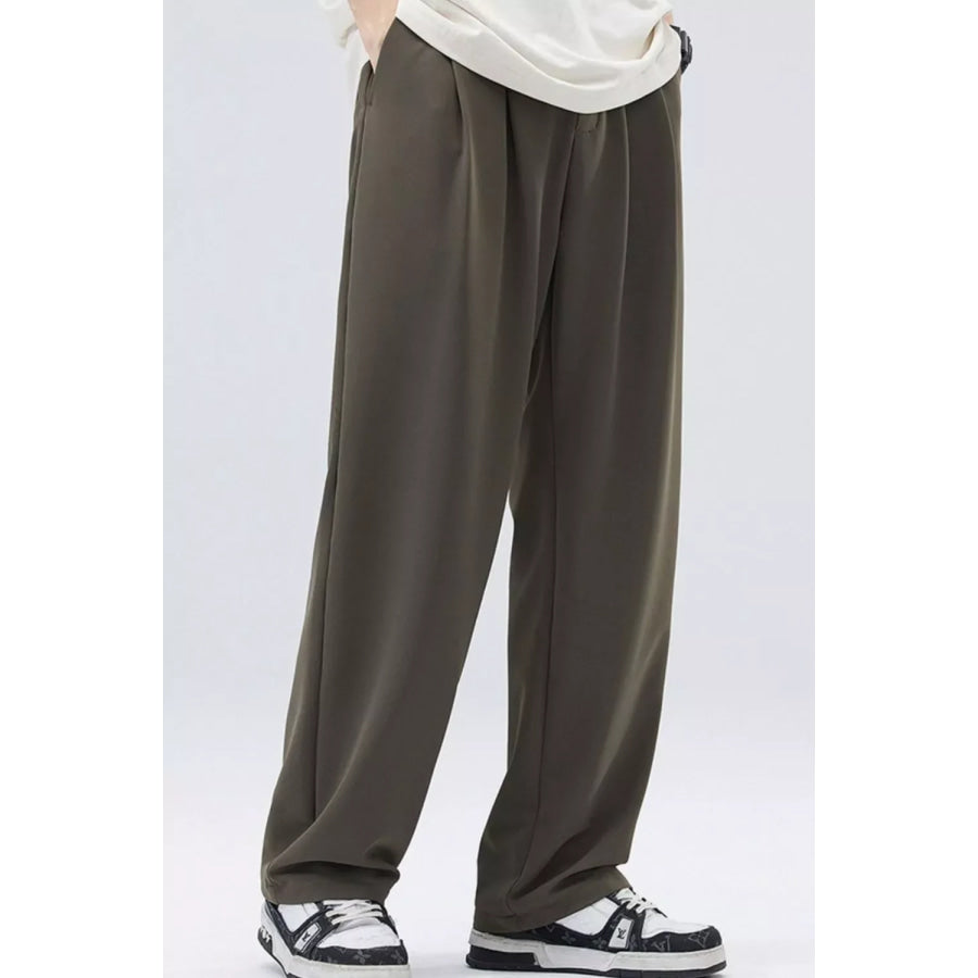 Men’s Full Size Loose Fit Casual Pleated Pants Plus Size Apparel and Accessories